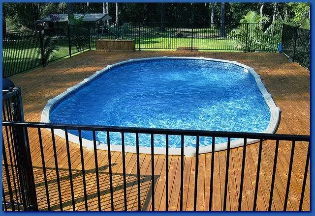Noosa Reef saltwater pool, above ground with deck
