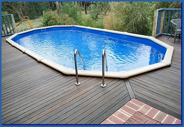 Paperbark freshwater pool, above-ground with deck